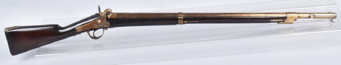 FRENCH 1840/42 PERCUSSION .72 2 BAND MUSKET: 34" barrel with saber bayonet lug, strong action, replaced ram rod. Very Good