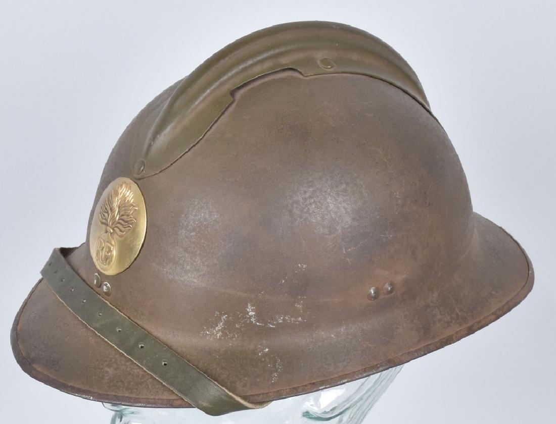 WW2 FRENCH ADRIAN HELMET with RF BADGE: Original helmet, liner appears to be replacement. Very Good