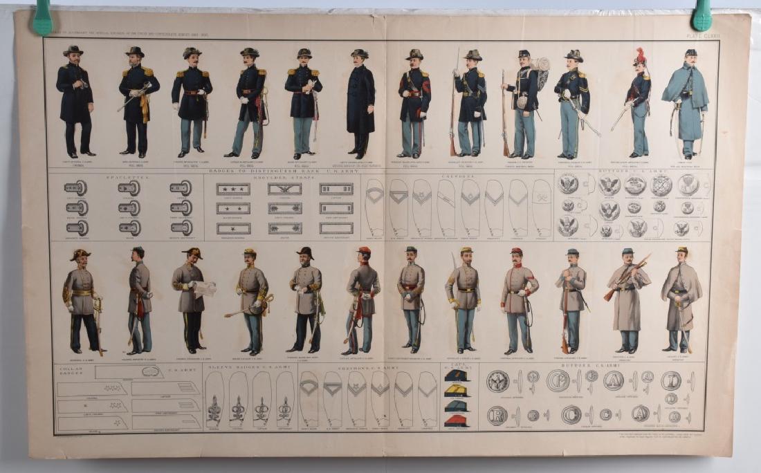 OFFICAL RECORDS UNION & CONFEDERATE ARMIES: 6 Pages from the Atlas to Accompany The Offical Record Of The Unon and Condererate Armies 1861-1865. Great pages with images of Soldiers in Uniforms, Flags, Wepons, Maps, and More. Very Nice colors. A