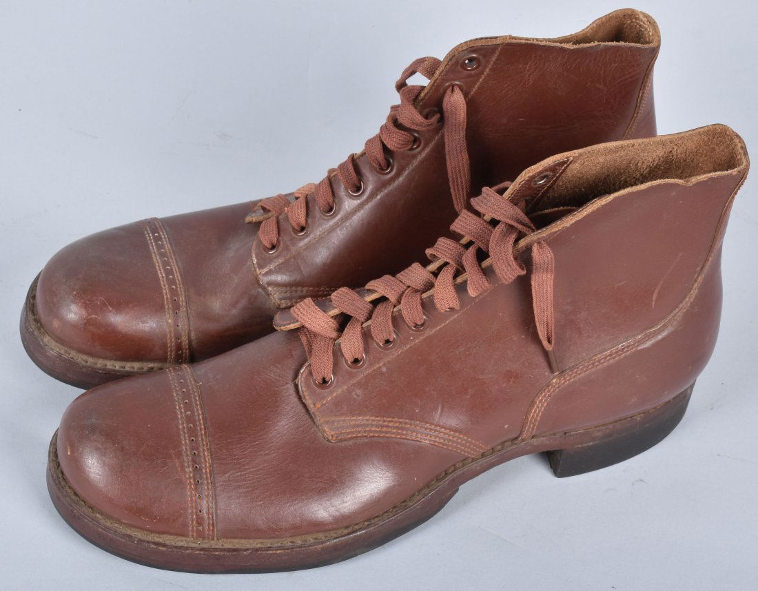 WW2 US ARMY SHOES Size 11: World War 2 U.S. Army Shoes. Unused excellent condition size 11 A shoes Marked U.S. Army and made by the B.F. Goodrich Company.