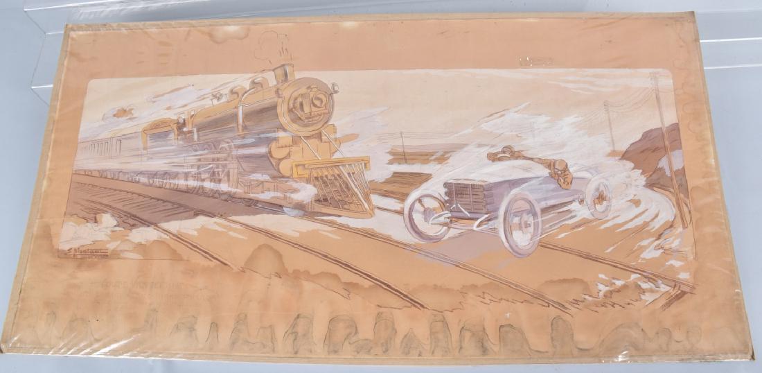 1910 MONTAUT FRENCH RACE CAR & TRAIN PRINT (1 of 5)