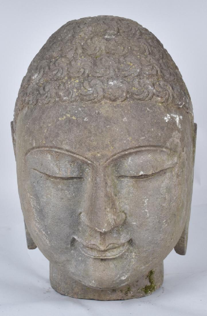 STONE CARVED BUDDAH BUST FROM TEMPLE (1 of 4)