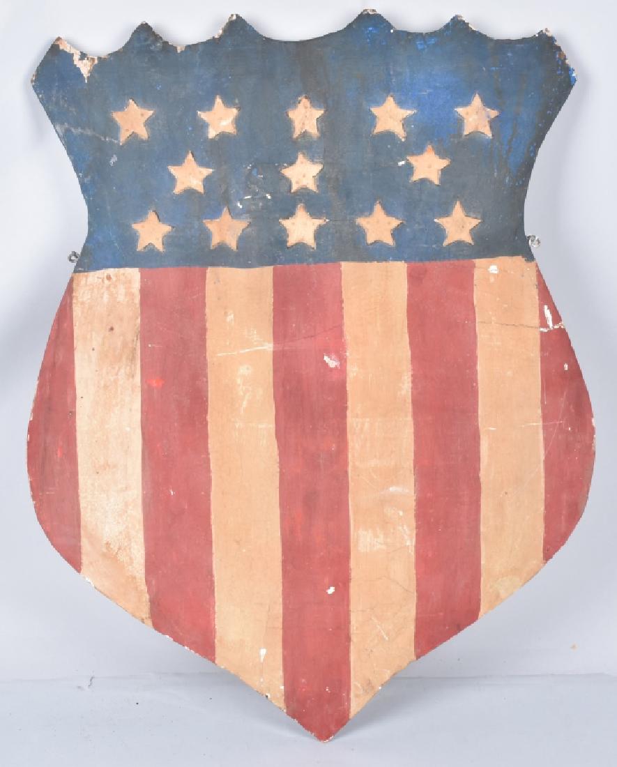 19th Century FOLK ART AMERICAN FLAG ON SHIELD (1 of 4)