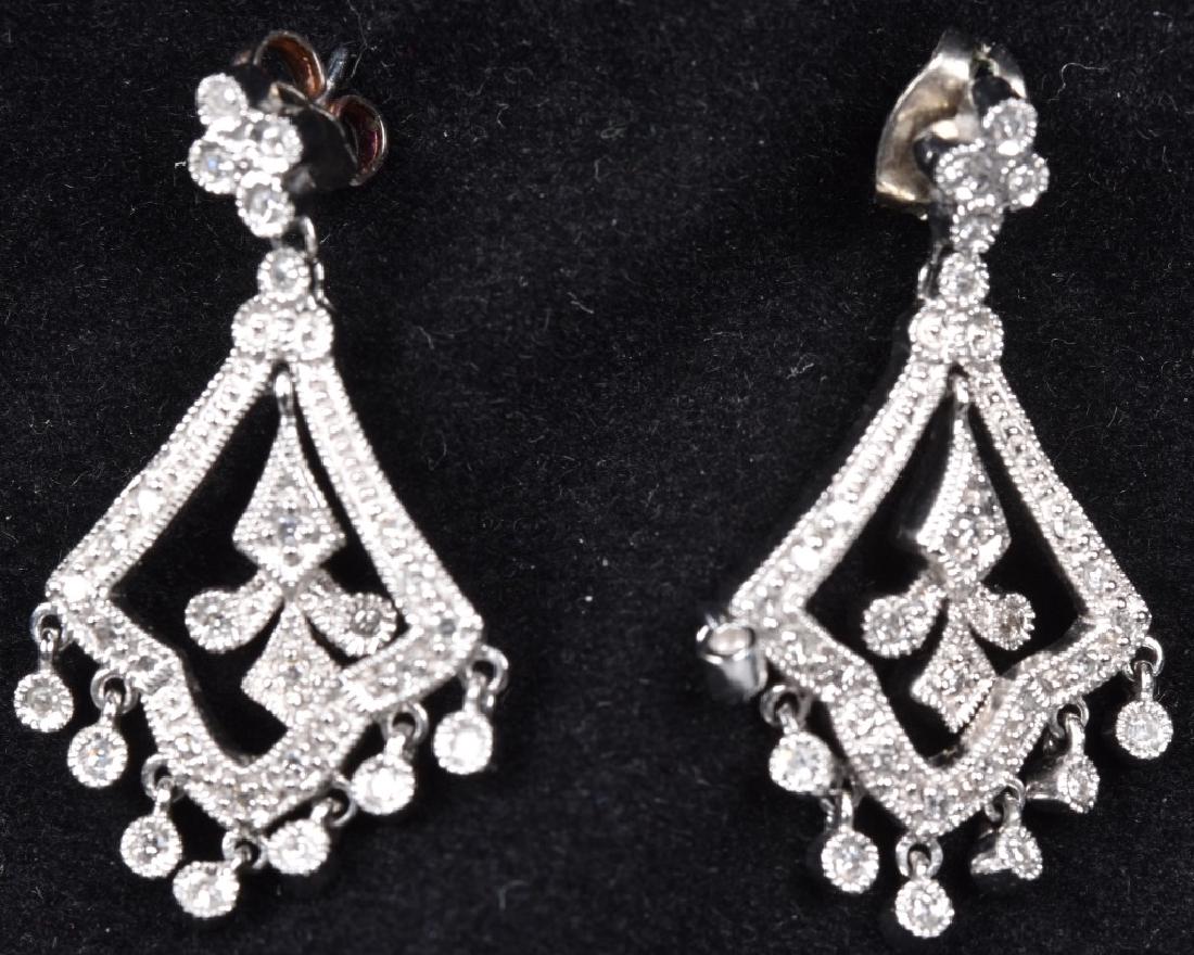 14kt WHITE GOLD & DIAMOND DANGLE DROP EARRINGS (1 of 2)