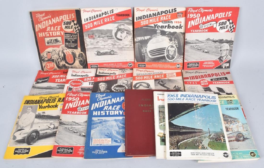 16- 1940s-70s FLOYD CLYMERS INDY 500 YEARBOOKS: Great lot of 1940-70s Floyd Clymer's Indianapolis 500 Yearbooks. Earliest dated 1946. Excellent