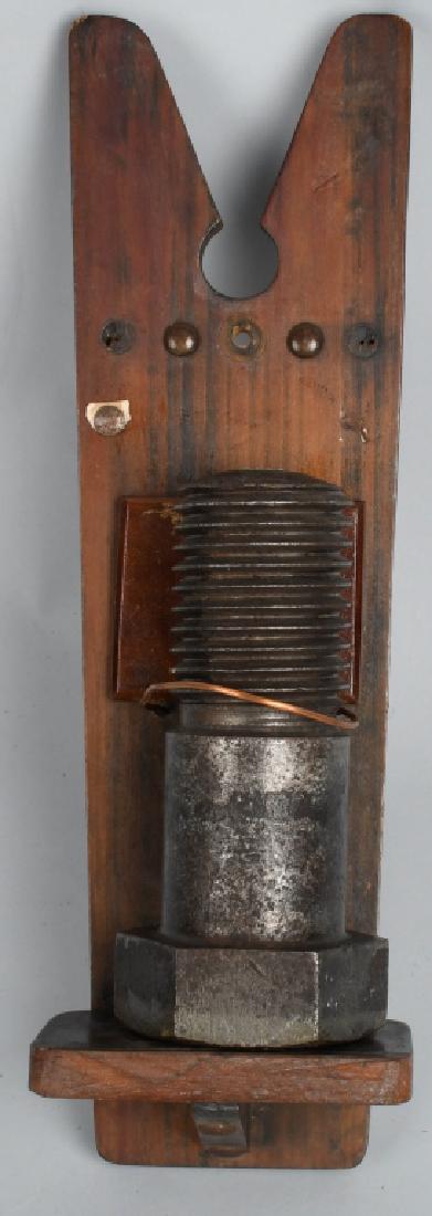 GRAF ZEPPELIN DOCKING BASE BOLT: Original bolt from the docking base of the Graf Zeppelin. Mounted on wooden base. 15"