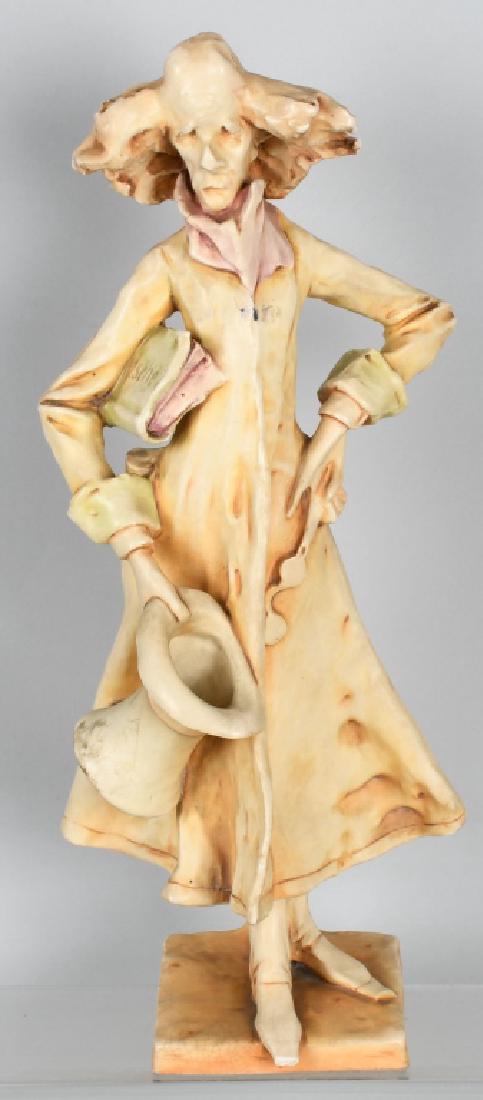 AMPHORA CERAMIC FIGURE OF PHILOSOPHER: Original ceramic Philosopher marked Austria Amphora. All original great looking figure. Has very minor ship on one foot. Displays very well. 17"