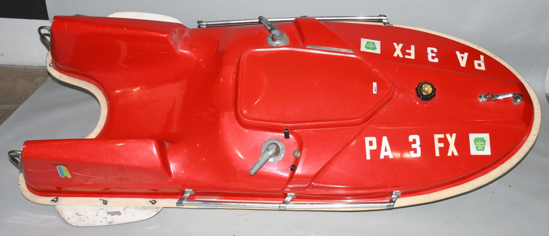 1960s AQUA DART PERSONAL WATER CRAFT: Very unique 1960s Aqua Dart personal water craft. This was the first model of a Jet Ski or Wave Runner ever built. It was designed by Frank Rozanski and patent in 1966. This unit is all original condi