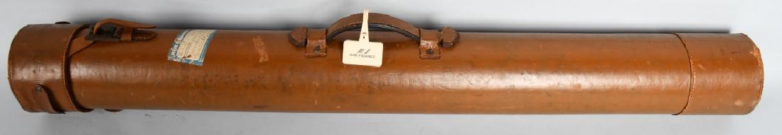 VINTAGE LEATHER BLUEPRINT CASE w/ TRAVEL STICKERS: Great looking leather Blueprint Case with Air France and other travel stickers. 41" Excellent