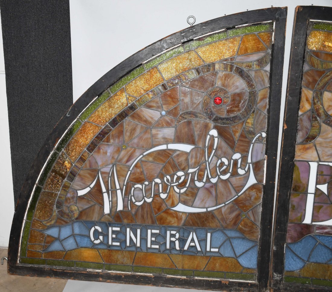1908 WAVERLEY ELECTRIC CAR STAINED GLASS WINDOWS - 2