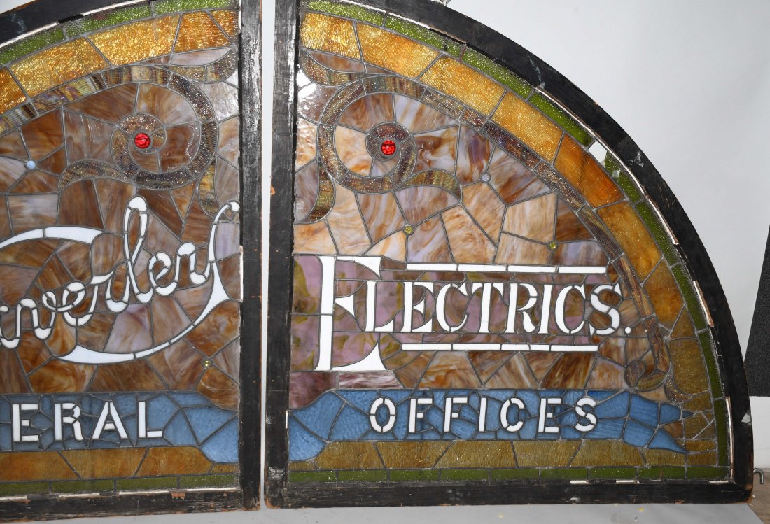 1908 WAVERLEY ELECTRIC CAR STAINED GLASS WINDOWS - 3