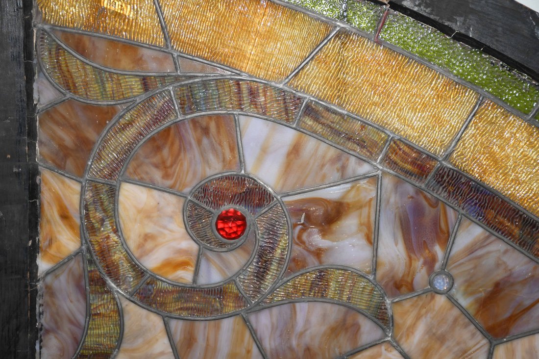 1908 WAVERLEY ELECTRIC CAR STAINED GLASS WINDOWS - 7
