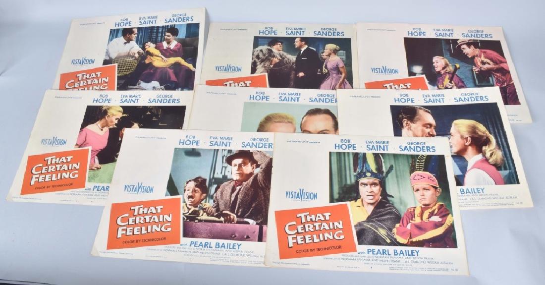 8-1956 "THAT CERTAIN FEELING " MOVIE LOBBY CARDS: 14" by 11", movie press release kit, nice graphics. Starring Bob Hope and Pearl Bailey. Good-Very Good