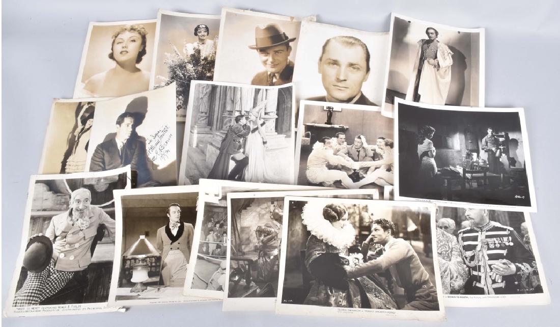 16-VINTAGE MOVIE STILL PHOTOS: 8" by 10", Lot includes Fay Wray, Margaret Sullivan, autographed Joe Brown, Dick Powell, Gloria Swanson and more. Very Good