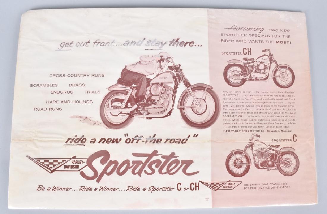 HARLEY DAVIDSON SPORTER ORIGINAL ADVERTISING: 18" by 12", nice graphics, some soling. good