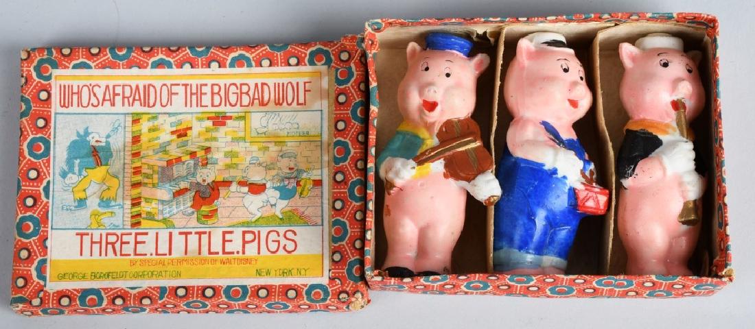 1930's WDE 3 LITTLE PIGS, BISQUE SET, BOXED (1 of 4)
