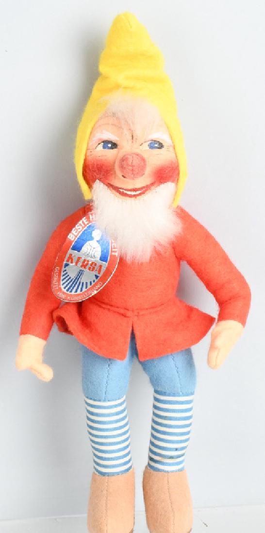 GERMAN KERSA GNOME DOLL with HANG TAG, VINTAGE: 11" tall, well made with expressive face, and original hang tag. Excellent May have some possible restoration.