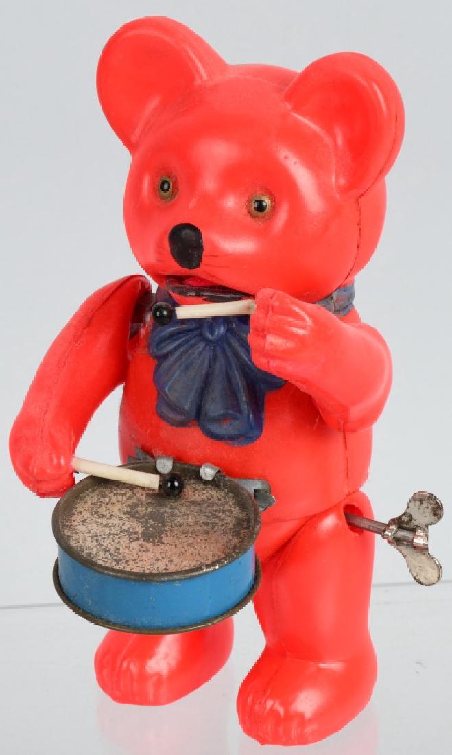 1930'S JAPAN CELLULOID WINDUP BEAR DRUMMER (1 of 4)