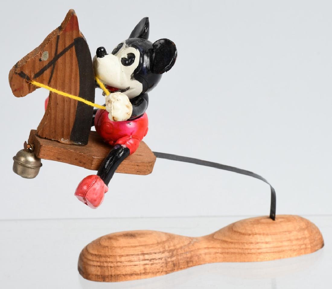 JAPAN CELLULOID MICKEY MOUSE ON WOOD HOBBY HORSE (1 of 4)