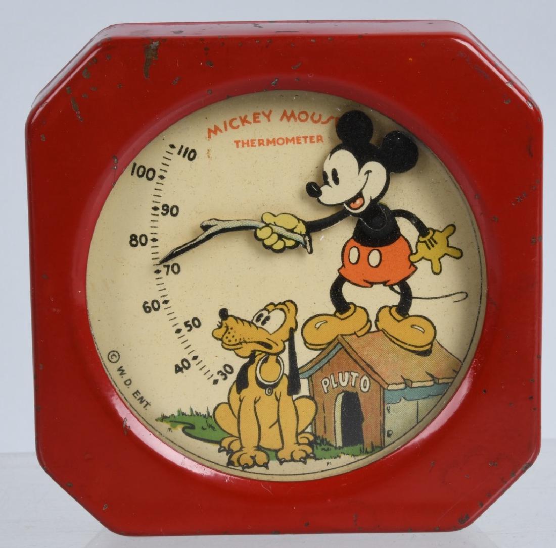 1930's WDE MICKEY MOUSE TIN THERMOMETER (1 of 3)