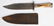 19TH CENTURY BOWIE KNIFE WITH LEATHER SCABBARD.