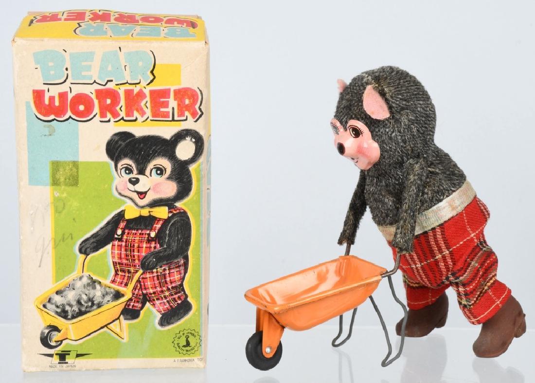JAPAN Windup BEAR WORKER w/ BOX (1 of 7)
