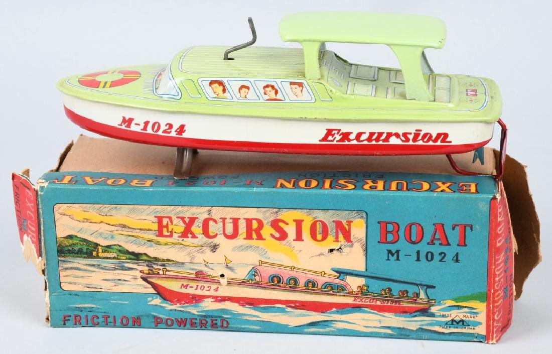 JAPAN WINDUP FRICTION EXCURSION BOAT w/ BOX: Japan windup friction Excursion Boat. Great colors. With Box. 10" Excellent