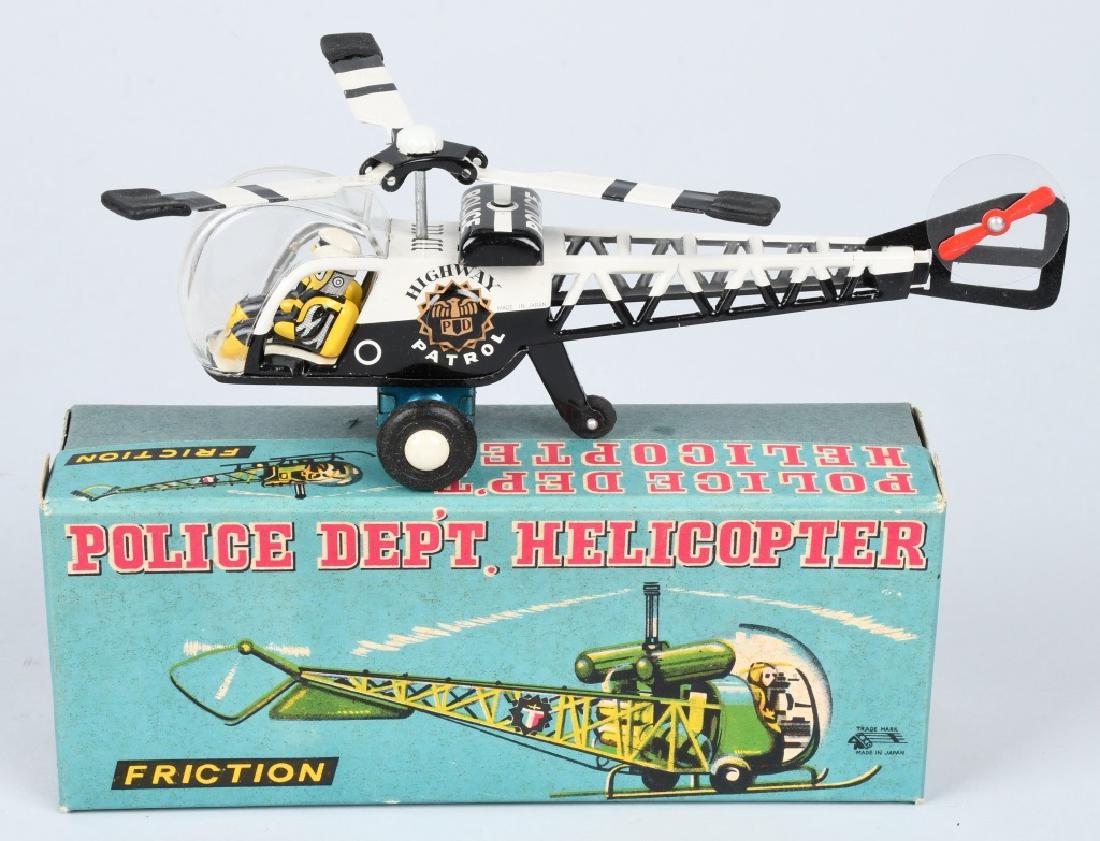 JAPAN Tin Friction POLICE DEPT HELICOPTER w/ BOX (1 of 6)