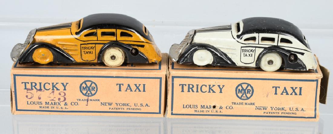 2- MARX Tin Windup TRICKY TAXIS w/ BOX (1 of 3)