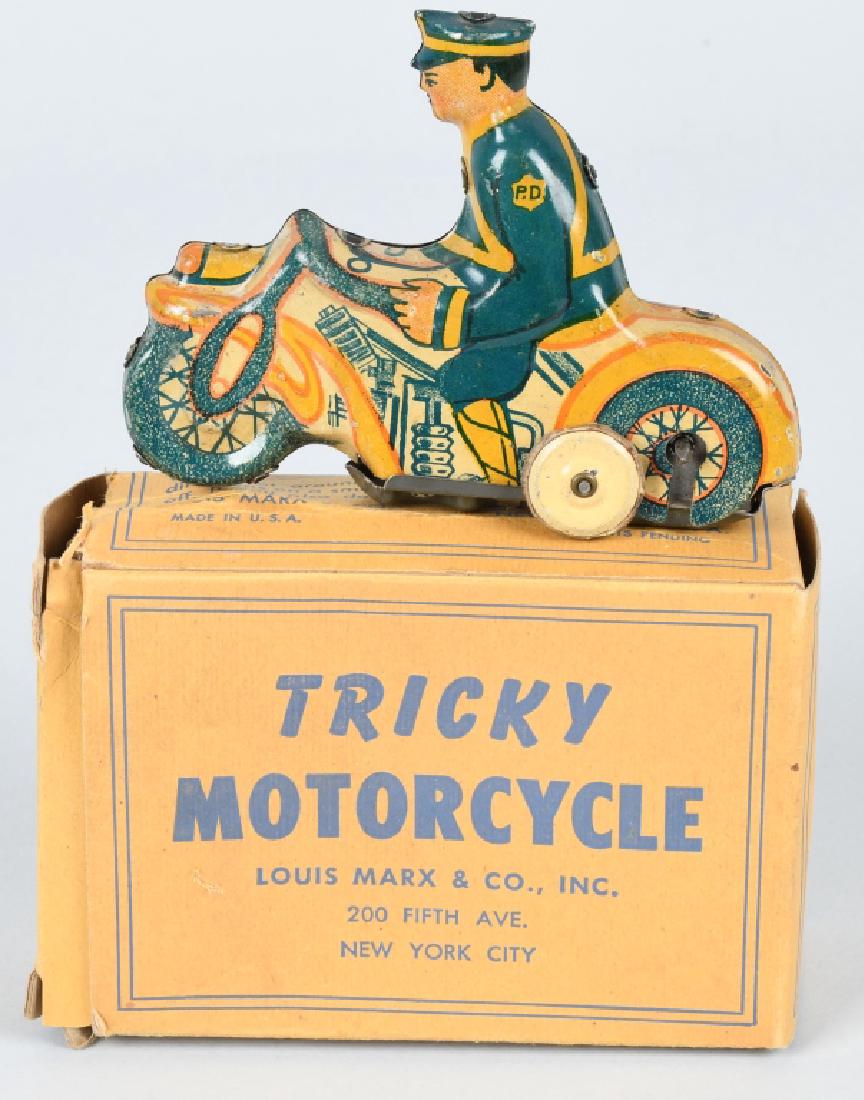 MARX Tin Windup TRICKY MOTORCYCLE w/ BOX (1 of 6)