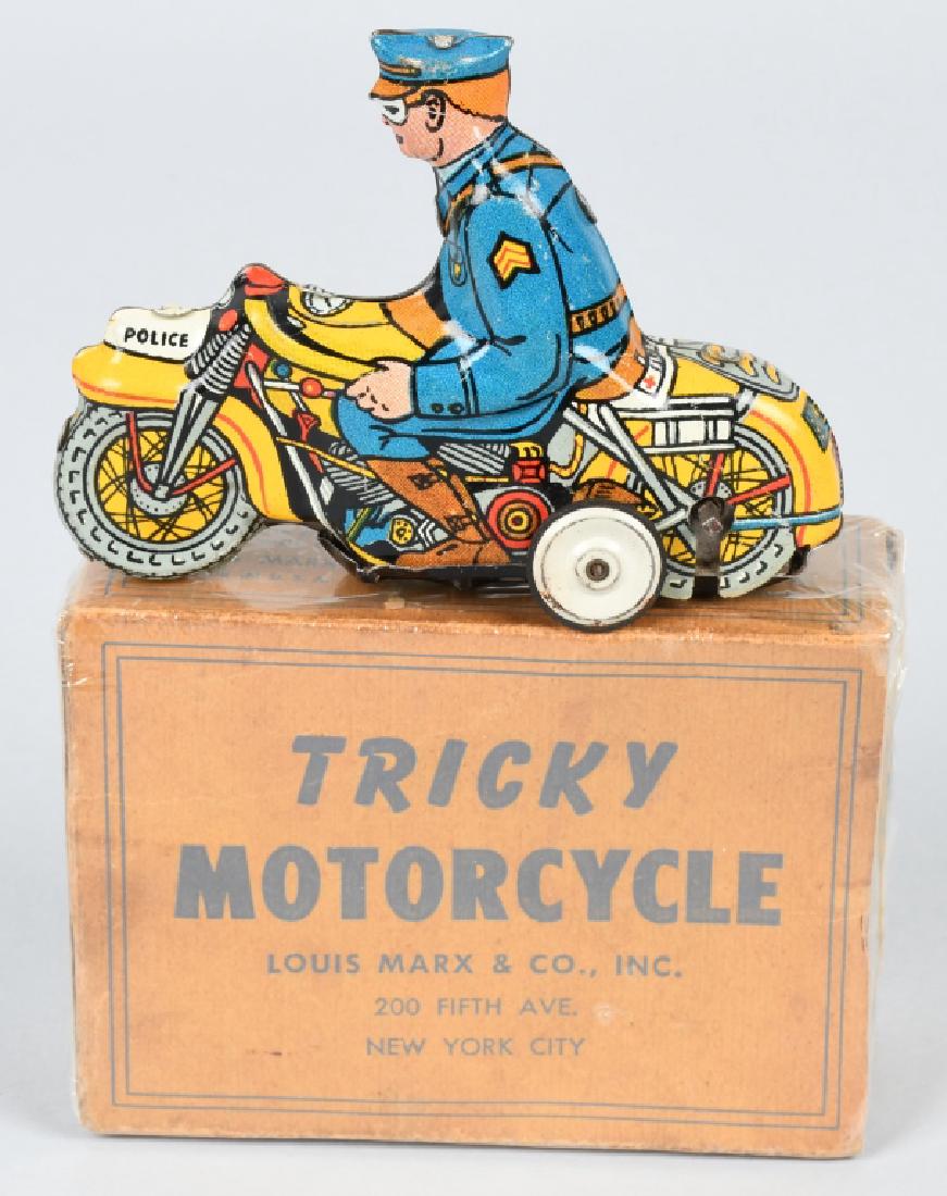 MARX Tin Windup TRICKY MOTORCYCLE w/ BOX (1 of 6)
