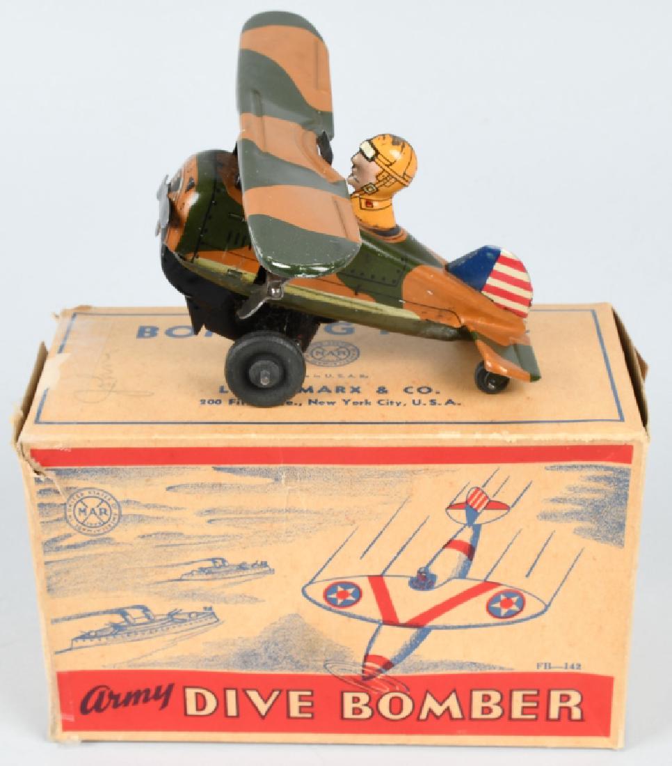 MARX Tin Windup ARMY DIVE BOMBER w/ BOX (1 of 10)