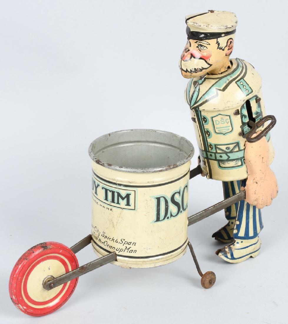 MARX Tin Windup TIDY TIM: All original with nice colors. Windup works. Has light scratching. Classic Marx toy! 8 1/2" Very Good-Excellent