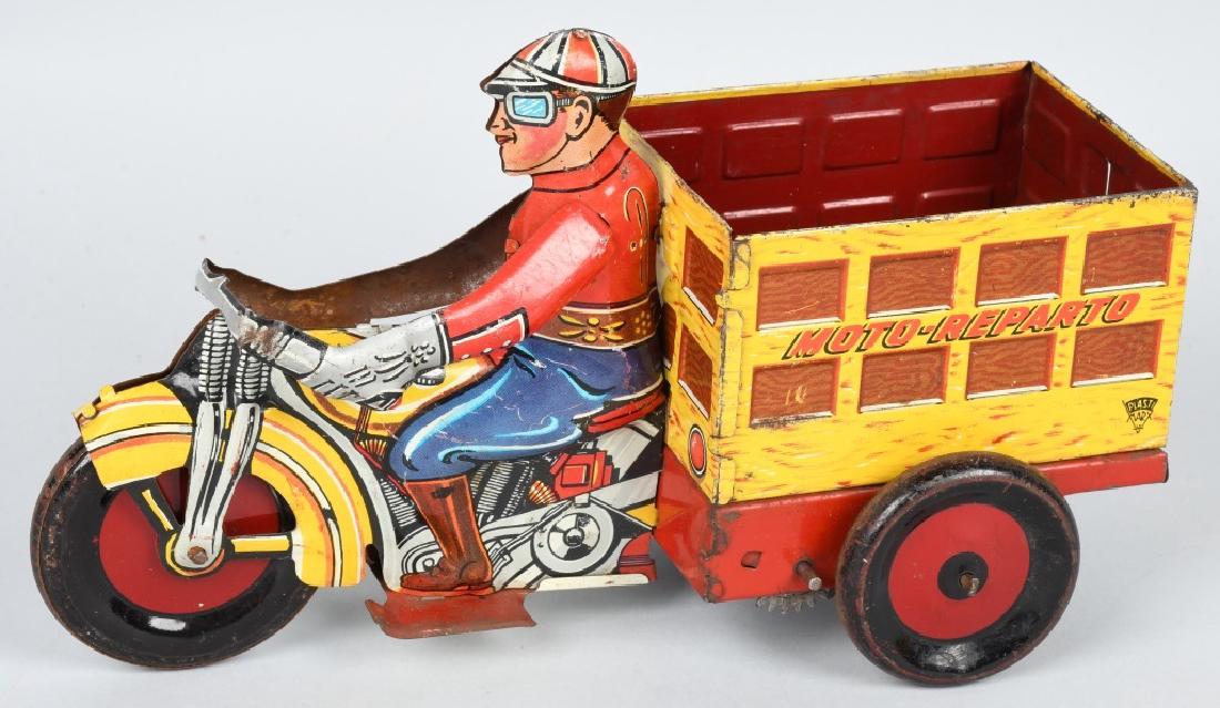 PLASTI MARX Tin Windup MOTO-REPARTO MOTORCYCLE (1 of 4)