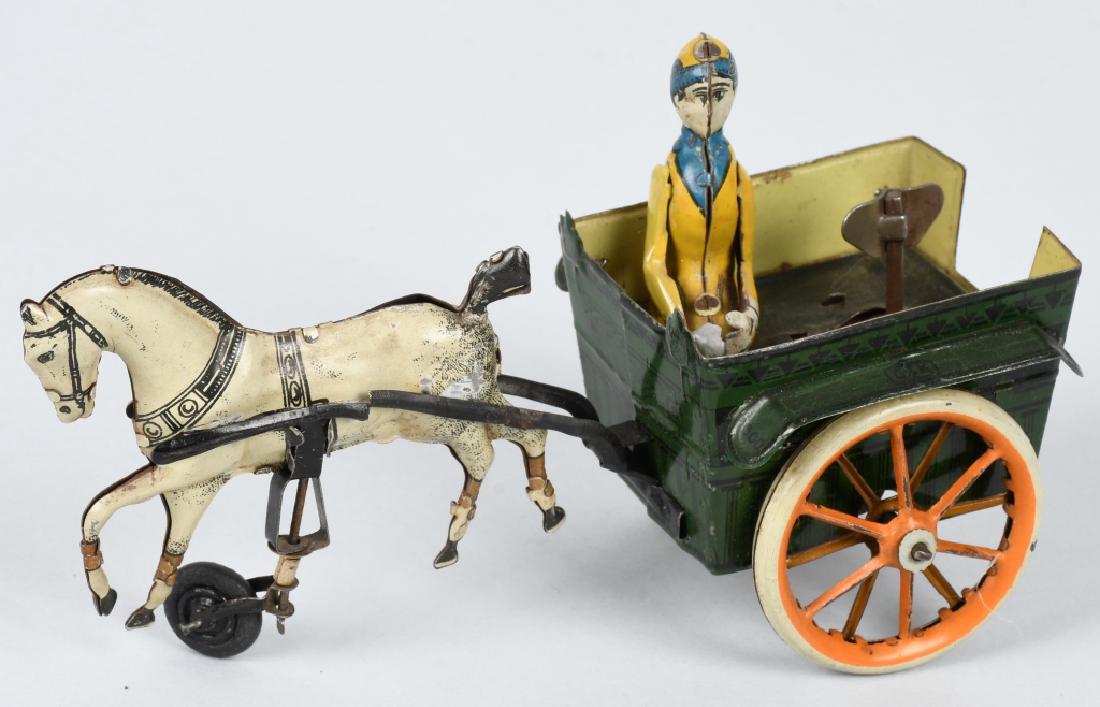 GERMAN G&K TIN WINDUP LADY in HORSE CART (1 of 5)