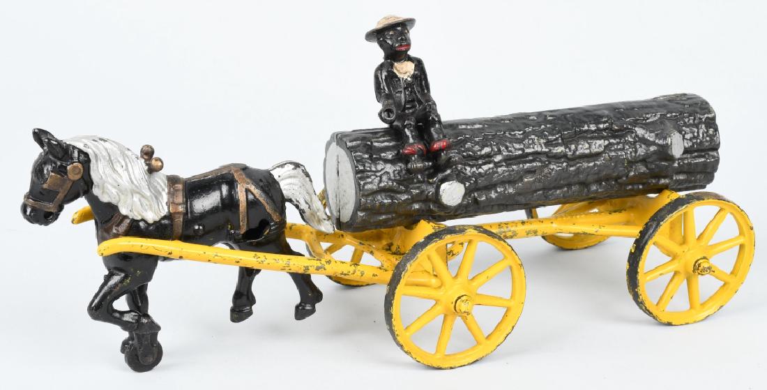 KENTON CAST IRON HORSE DRAWN LOG WAGON (1 of 7)
