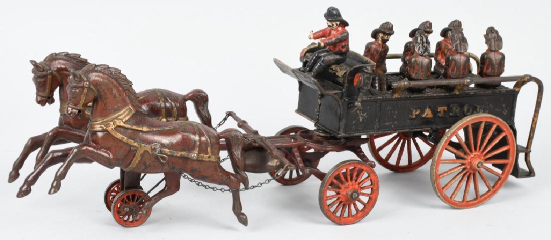 SHIMER CAST IRON HORSE DRAWN FIRE PATROL WAGON (1 of 16)