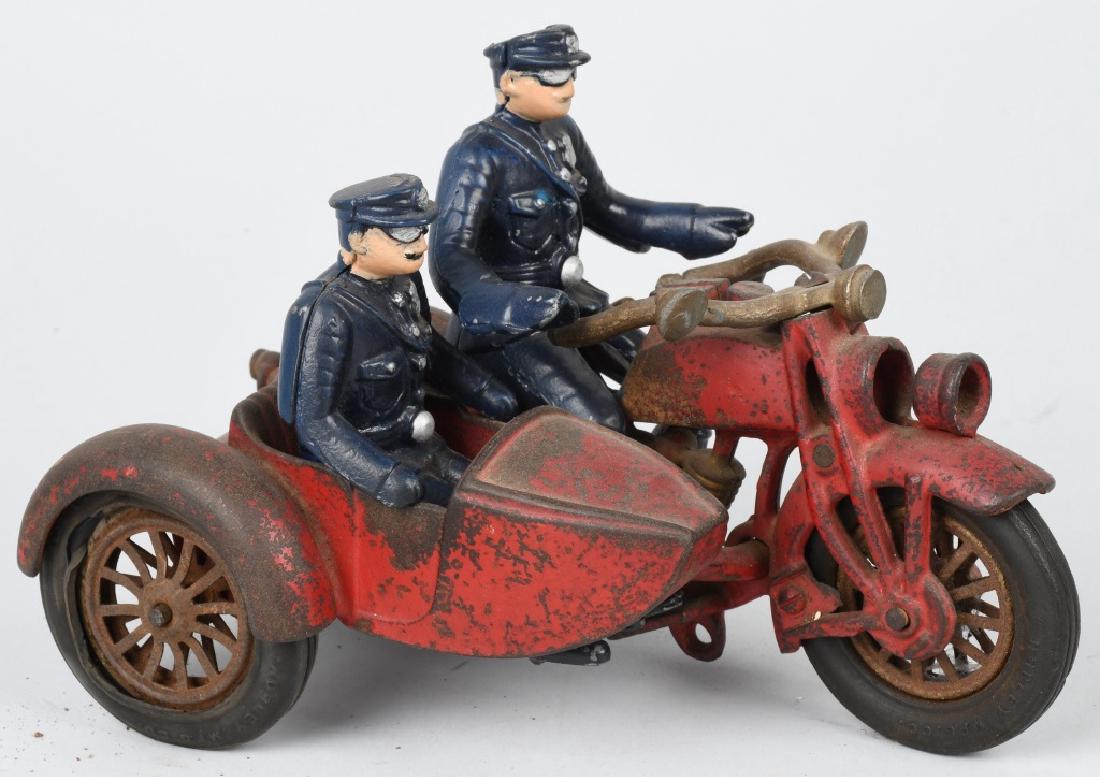 HUBLEY 1930'S CAST IRON ELECTRIC SIDECAR CYCLE (1 of 6)