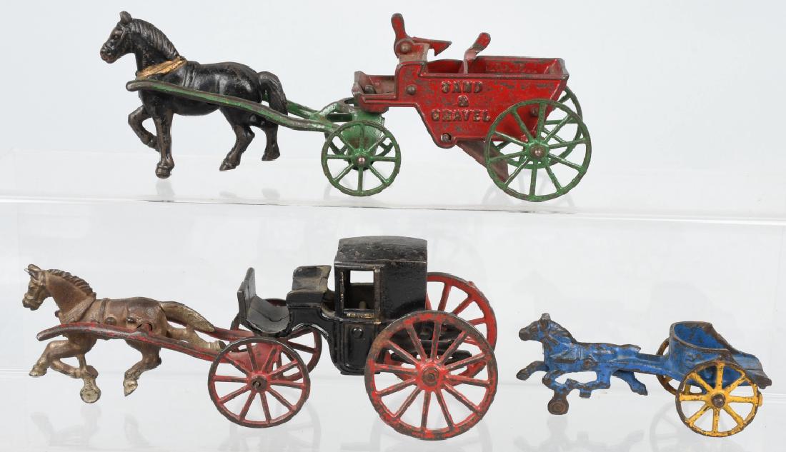 3-CAST IRON TOY HORSE WAGONS, HUBLEY & MORE (1 of 4)