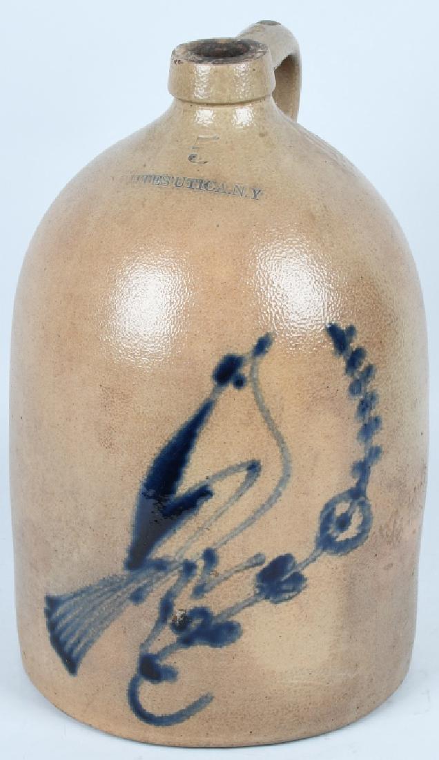 WHITES COBALT BIRD DECORATED STONEWARE JUG (1 of 8)