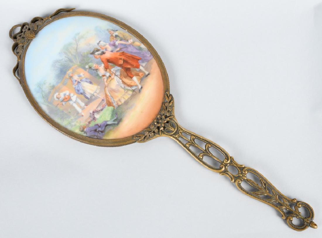 ORNATE VINTAGE VANITY MIRROR, PAINTED PORCELAIN (1 of 5)