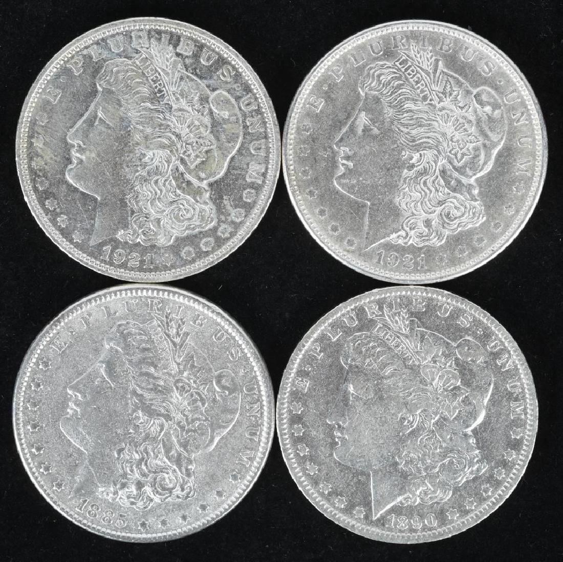 4- US 1885, 1921-D, 1921-D, & 1890-O MORGAN DOLLRS (1 of 2)