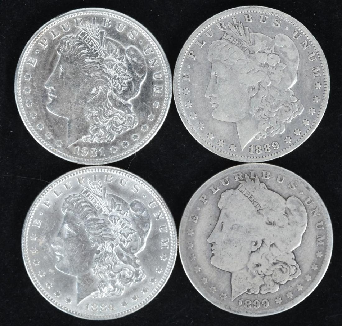 4- 1899-O, 1899-O, 1884, and 1921-S MORGAN DOLLARS (1 of 2)