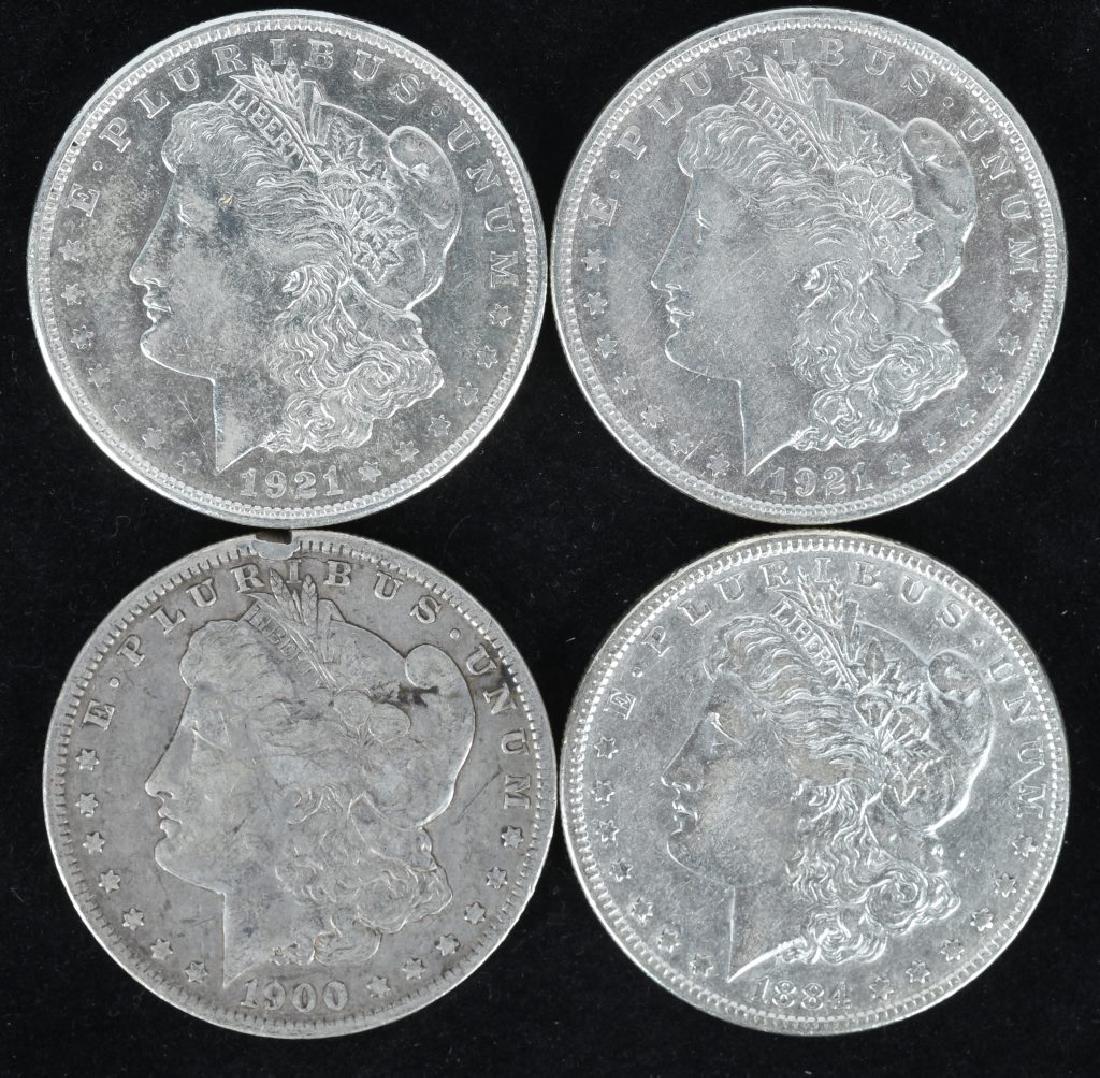 4- US 1884, 1900-O, 1921-D, 1921-S MORGAN DOLLARS (1 of 2)
