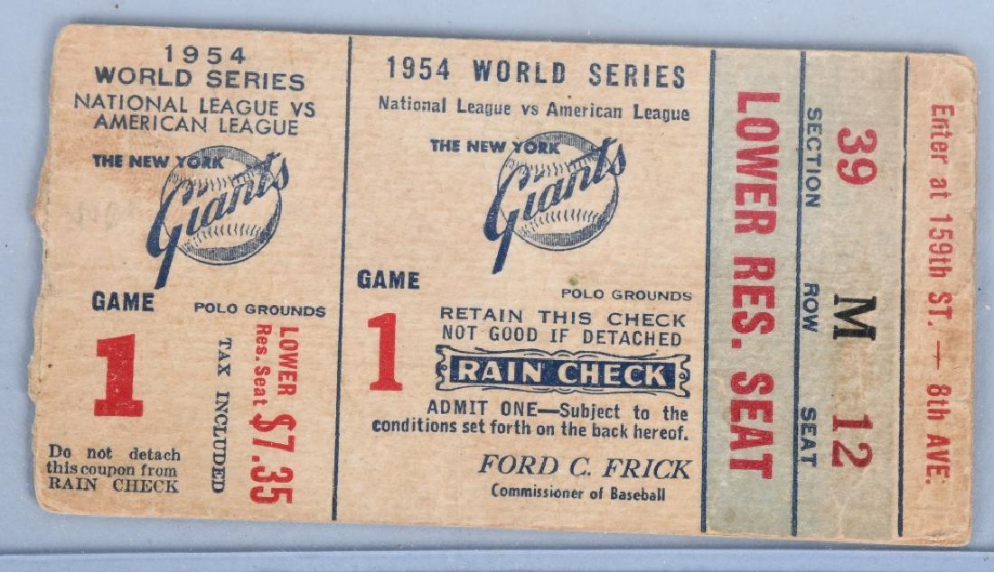 1954 WORLD SERIES TICKET GM#1 MAYS FAMOUS CATCH (1 of 2)