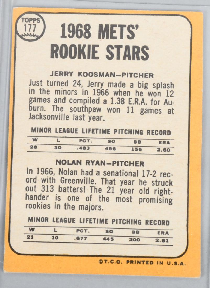 1968 TOPPS #177 NOLAN RYAN ROOKIE CARD - 2