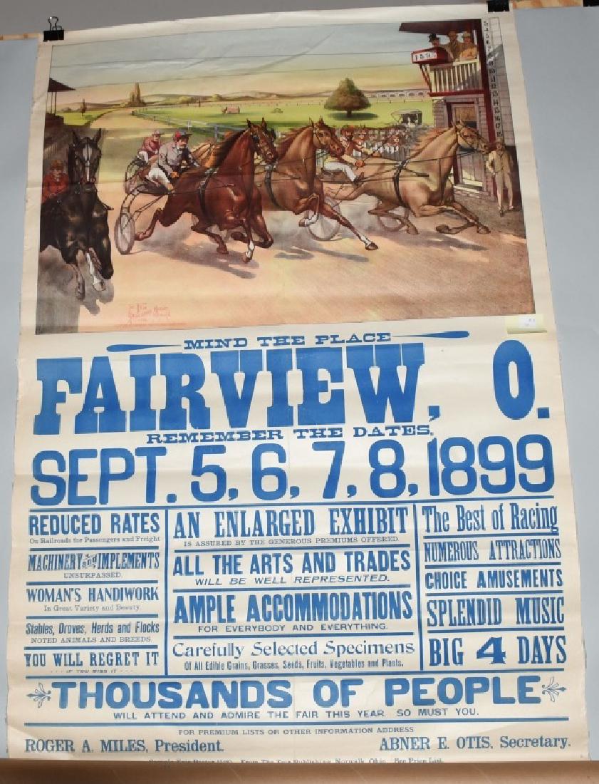 1899 FAIRVIEW OHIO FAIR POSTER / HORSE RACE (1 of 4)