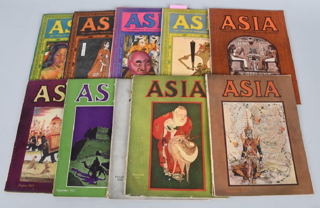 10-1923 ASIA MAGAZINES: Nice grouping of original magazines. Great graphics and advertisements. Condition varies. Overall Very Good