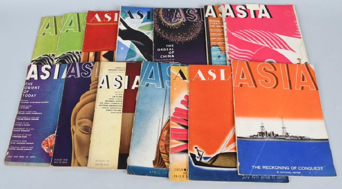 15-1931 to 1936 ASIA MAGAZINES: Nice grouping of original magazines. Great graphics and advertisements. Condition varies. Overall Good-Very Good