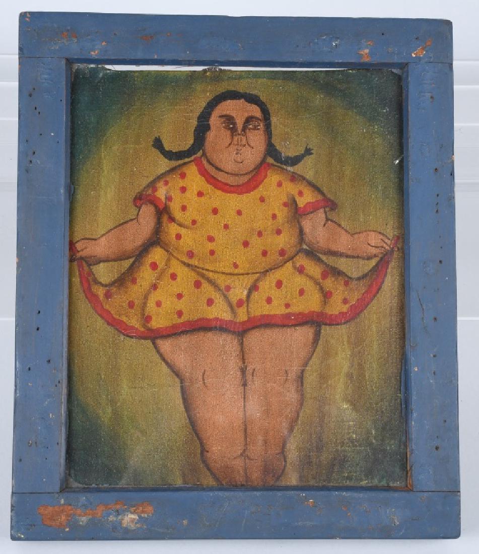 VINTAGE CIRCUS FAT WOMAN SIDE SHOW PAINTING (1 of 4)
